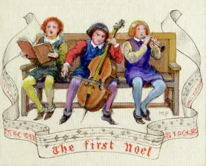 Forestier: Three Medieval children performing The First Noel