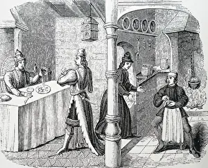 Meals: Medieval English kitchen and dining table