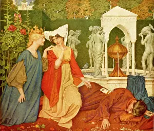 Raphaelite: Medieval garden scene