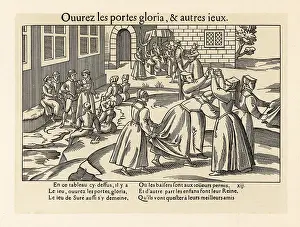 Hachette: Medieval girls playing the game of Open the Doors, 1587