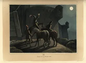Ethelbert: Medieval knight in armour with troops outside a castle