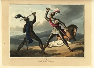 Ethelbert: Medieval knights fighting a duel with swords