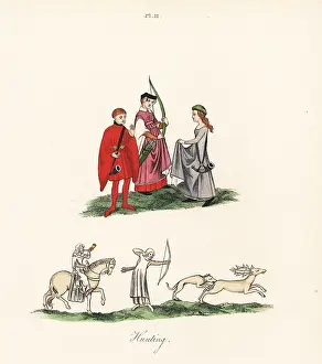 Longbow: Medieval ladies hunting with bow and arrow