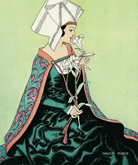 Smelling: Medieval lady with lilies