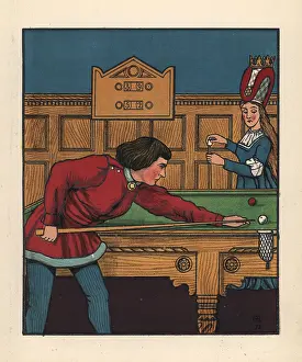Cassell: Medieval man playing a game of snooker