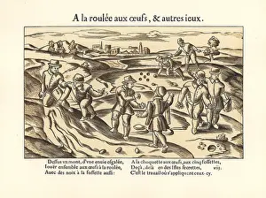 Dadresse: Medieval men bowling and playing marbles