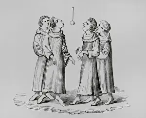 Lacroix: Medieval monks playing the game of bob apple