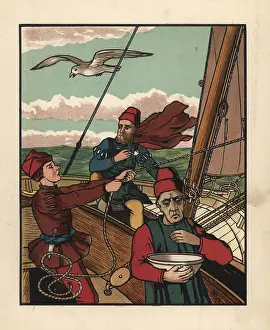 Cassell: Medieval sailors on a sailboat