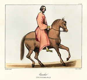 Treuttel And Wurtz: Medieval soldier in long tunic on horseback