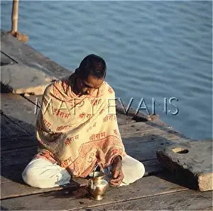 Meditating: MEDITATING BY GANGES