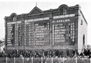 Scoreboard: Melbourne scoreboard showing England's 589 total