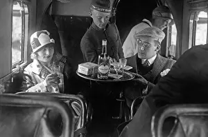 Hired: A member of the Lufthansa air crew with passengers, 1926