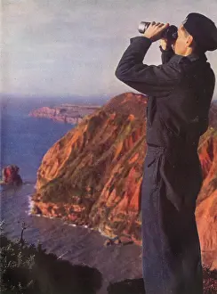 Home Front: Member of the Royal Observer Corps on the cliffs of England