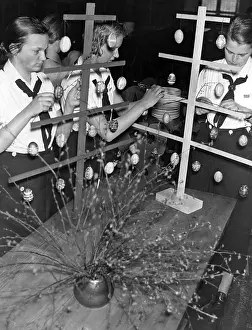 Decorates: Members of the BDM decorating Easter trees in Brandenbur