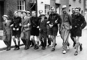 Anglo German: Members of the Deutsches Jungvolk with students of the