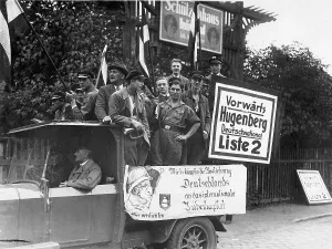 Campaigning: Members of the DNVP campaigning for the general election wit
