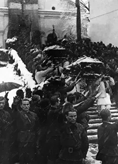 Coffins: Members of the Iron Guard carry fallen to the grave, 1937