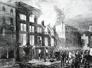 Builders: Members of the London Fire Brigade fighting a