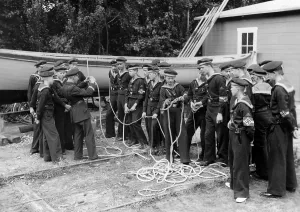 Premilitary: Members of the Marine-HJ during classes in Berlin