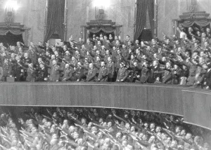 Anthem: Members of the Reichstag in the Berlin Kroll Opera House
