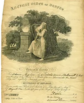 Harp: Membership certificate, Ancient Order of Druids