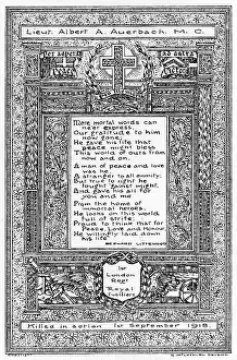 Littlewood: Memorial postcard for Lieutenant Albert Auerbach, WW1