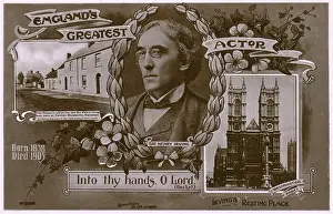 Mandeville: Memorial postcard to Sir Henry Irving