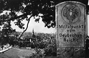 A memorial stone marking the geographical center of the Germ