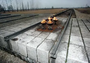 Deportations: Memorial torches in the former concentration
