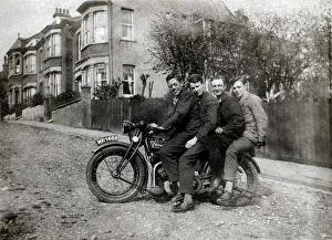 Foursome: Four men on a 1923 Rudge motorcycle