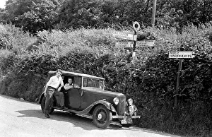 Brecon: Two men with Austin car
