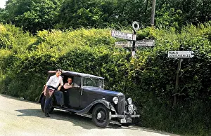 Brecon: Two men with Austin car