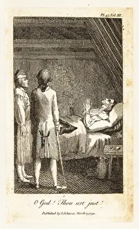 Garret: Two men at the bedside of an old man in a garret