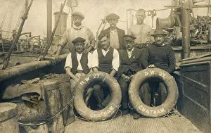 Lifebelt: Men on board the DW27 of Chatham
