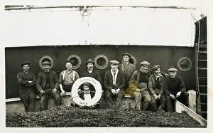 Lifebelt: Men on board the SS Kinnaird Head of Leith
