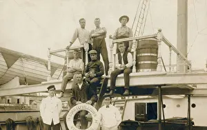 Lifebelt: Men on board the SS Lord Templetown of Victoria, Canada