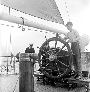 Sorlandet: Men and boy on deck of ship