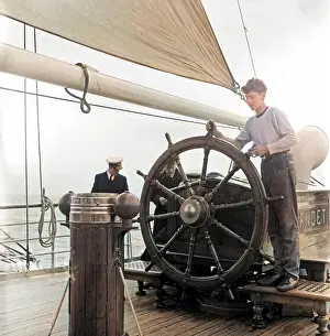 Sorlandet: Men and boy on deck of ship