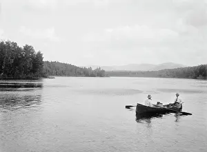 Adirondack: Men - Canoe - Lake - Adirondack Mountains