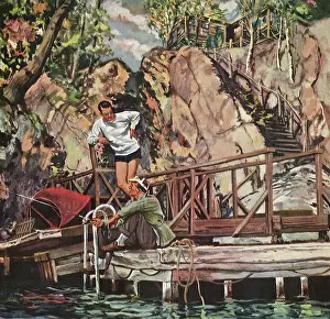 Pastimes: Men chat while Fishing