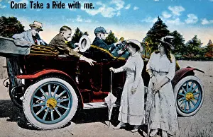 Soliciting: Three men chat to two women standing beside car