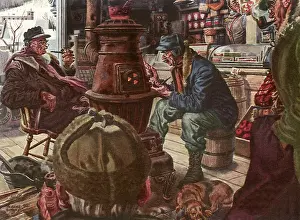 Repose: Men chatting around a Furnace