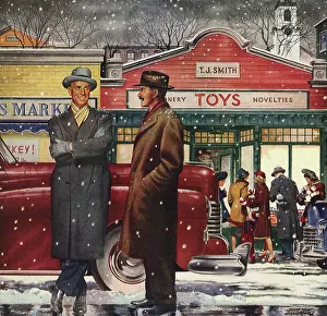 Gatherings: Two Men chatting in Snow