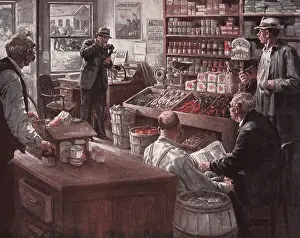 Seniors: Men at Corner Store eye Man on Phone