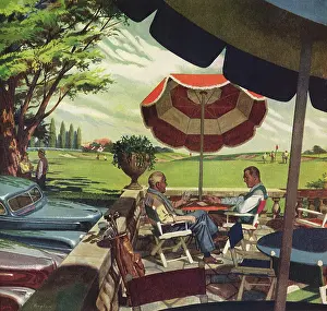 Leisurely: Men have a Drink after Golf