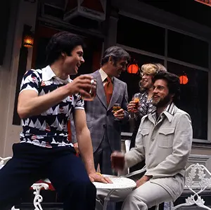 Funky: Men drinking ouside London pub 1970s