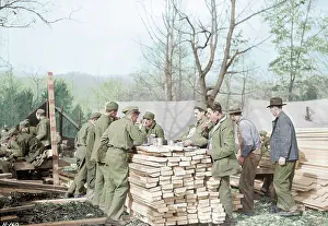 Unemployment: Men eating outdoors at a Civilian Conservation