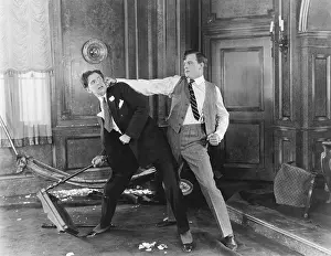 Confronting: Two men fighting and arguing with each other