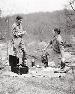 Thermos: Two Men with Fishing Gear