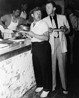 Irritated: Men in food line